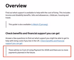 Official GOV.UK Cost of Living Payments page