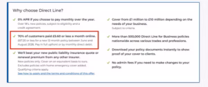 Direct Line for Business public liability insurance page